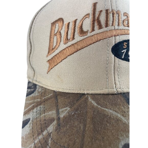 Buckmasters Mens Adjustable Strapback Hat Tan/Camo Hunting Embroidered Cap - Picture 3 of 9